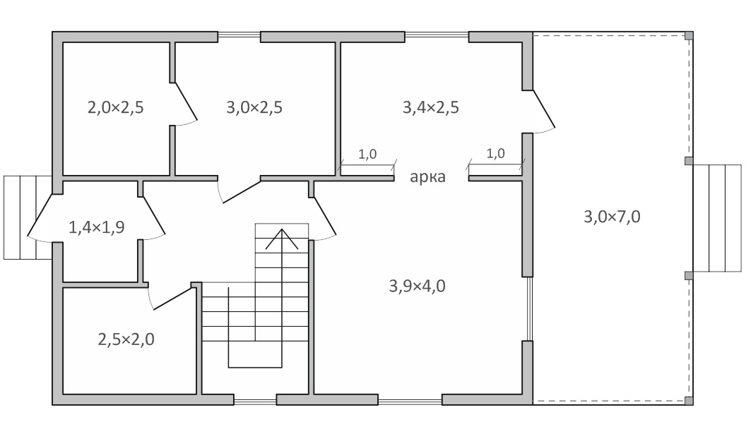 Полутораэтажный дом 7х9 с террасой